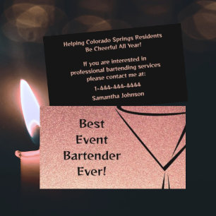Roos Gold Glitter Event Bartender Visitekaartje