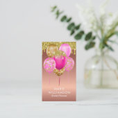 Roos Gold Glitter Event Planner ballonartiest Visitekaartje (Staand voorkant)