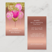 Roos Gold Glitter Event Planner ballonartiest Visitekaartje (Voorkant / Achterkant)