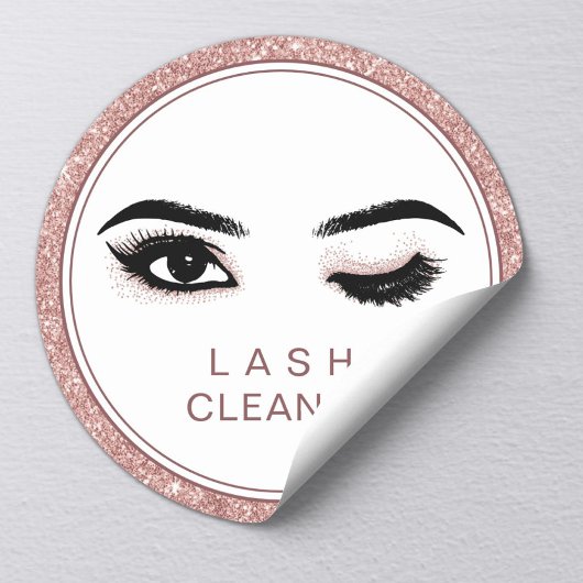 Roos Gold Glitter Eyelash Extensions Lash Cleaner Ronde Sticker
