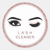 Roos Gold Glitter Eyelash Extensions Lash Cleaner Ronde Sticker (Voorkant)