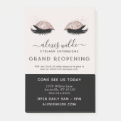 Roos Gold Glitter Eyelashes Grand Opening Salon Post-it® Notes (Voorkant)