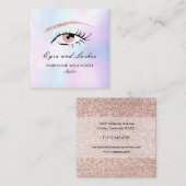 Roos Gold Glitter Eyes and Lashes Iridescent Vierkante Visitekaartje (Voorkant / Achterkant)