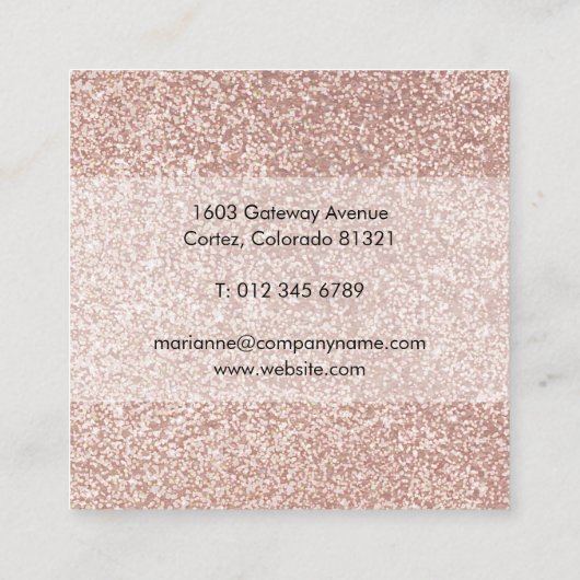 Roos Gold Glitter Eyes Brows Lashes Vierkante Visitekaartje (Achterkant)