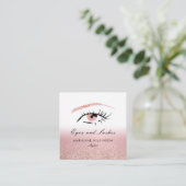 Roos Gold Glitter Eyes Brows Lashes Vierkante Visitekaartje (Staand voorkant)