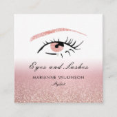 Roos Gold Glitter Eyes Brows Lashes Vierkante Visitekaartje (Voorkant)