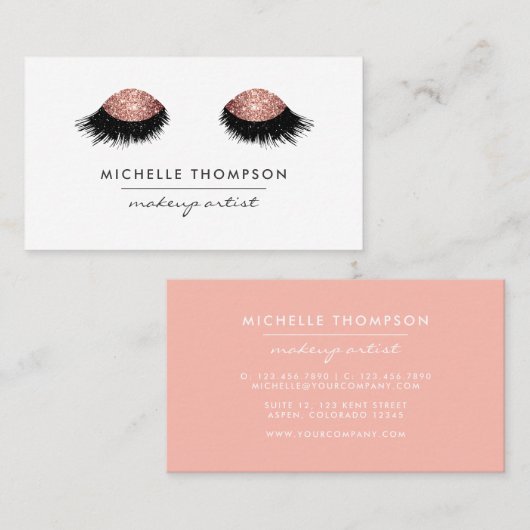 Roos Gold Glitter Eyes Visitekaartje (Voorkant / Achterkant)