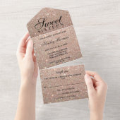 Roos Gold Glitter Fab Sweet Sixteen All In One Uitnodiging (Afscheurbaar)