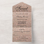 Roos Gold Glitter Fab Sweet Sixteen All In One Uitnodiging (Binnen)