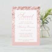 Roos Gold Glitter Fab Sweet Sixteen Kaart (Staand voorkant)