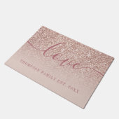 Roos Gold Glitter Familienaam Love Deurmat (Schuin)