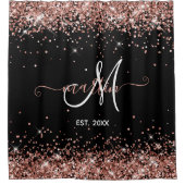 Roos Gold Glitter Family Monogram zwart Douchegordijn (Voorkant)