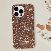 Roos Gold Glitter Faux Metal Monogram Sparkle Case-Mate iPhone Case