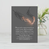 Roos Gold Glitter Feathers Engagement Party Kaart (Staand voorkant)