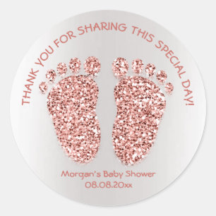 Roos Gold Glitter Feet Baby shower Favor Hartelijk Ronde Sticker