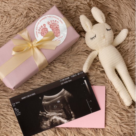 Roos Gold Glitter Feet Baby shower Favor Hartelijk Ronde Sticker