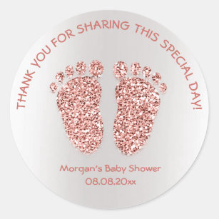Roos Gold Glitter Feet Baby shower Favor Hartelijk Ronde Sticker