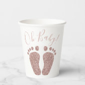 Roos Gold Glitter Feet Baby shower Papieren Bekers (Voorkant)