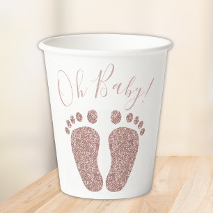 Roos Gold Glitter Feet Baby shower Papieren Bekers