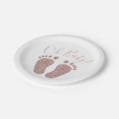 Roos Gold Glitter Feet Baby shower Papieren Bordje (Gekanteld)