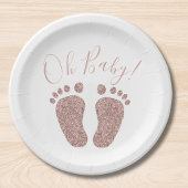 Roos Gold Glitter Feet Baby shower Papieren Bordje