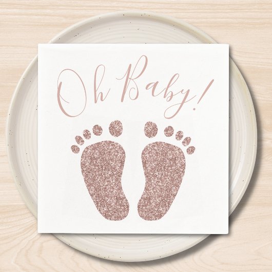 Roos Gold Glitter Feet Baby shower Servet