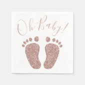Roos Gold Glitter Feet Baby shower Servet (Voorkant)
