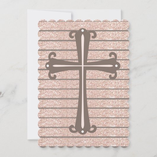 Roos Gold Glitter First Community Invitation Kaart (Achterkant)