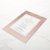 Roos Gold Glitter First Heilige Communist Gold Folie Uitnodiging (Gedraaid)