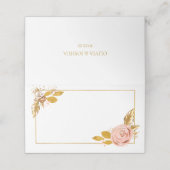 Roos Gold Glitter Floral bruiloft Plaatskaartje (Buitenkant ongevouwen)