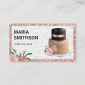 Roos Gold Glitter Floral Cake Pastry Chef Bakery Visitekaartje (Voorkant)