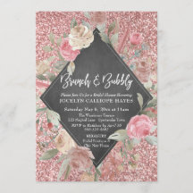 Roos Gold Glitter Floral Chalkboard Brunch Bubbly