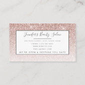 Roos Gold Glitter Floral Makeup Hair Heropening Visitekaartje (Achterkant)