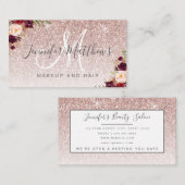 Roos Gold Glitter Floral Makeup Hair Heropening Visitekaartje (Voorkant / Achterkant)