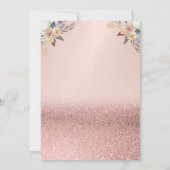 Roos Gold Glitter, Floral Pumpkin Baby shower Kaart (Achterkant)