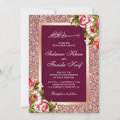 Roos Gold Glitter Floral roze islamitische moslim Kaart (Voorkant)