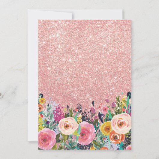 Roos Gold Glitter Floral Surprise 21st Birthday Kaart (Achterkant)