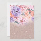 Roos Gold Glitter Flowers Star Jewish Bat Mitzvah Kaart (Achterkant)