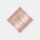 Roos Gold Glitter Folie 30e Verjaardag Monogram Servet (Hoek)