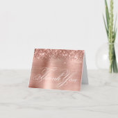 Roos Gold Glitter Folie Decoratieve kalligrafie Bedankkaart (Voorkant)