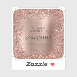 Roos Gold Glitter Folie Dit boek is een vierkant b Sticker