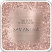 Roos Gold Glitter Folie Dit boek is een vierkant b Sticker (Voorkant)
