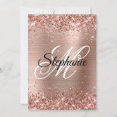 Roos Gold Glitter Folie Fancy Monogram Quinceañera Kaart (Achterkant)