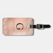 Roos Gold Glitter Folie Monogram Bagagelabel (Voorkant horizontaal)