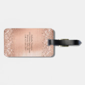 Roos Gold Glitter Folie Monogram Bagagelabel (Achterkant horizontaal)