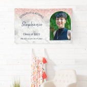 Roos Gold Glitter Foto gefeliciteerd Afstuderen Spandoek (Insitu)