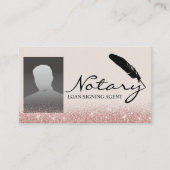 Roos Gold Glitter Foto van de notarisondertekenaar Visitekaartje (Voorkant)