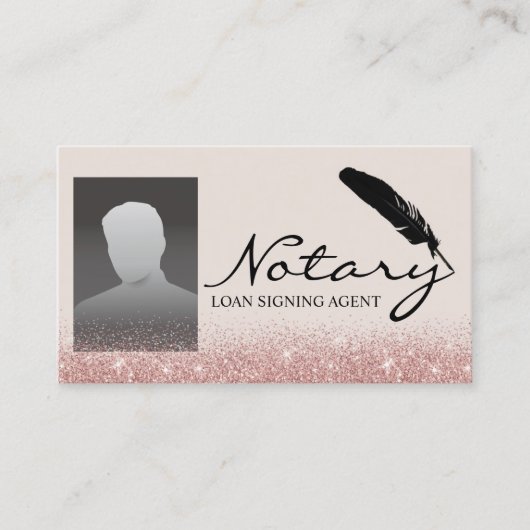 Roos Gold Glitter Foto van de notarisondertekenaar Visitekaartje (Voorkant)