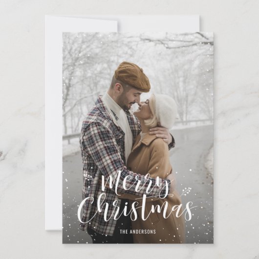 Roos Gold Glitter-fotokerstkaarten Feestdagenkaart (Voorkant)