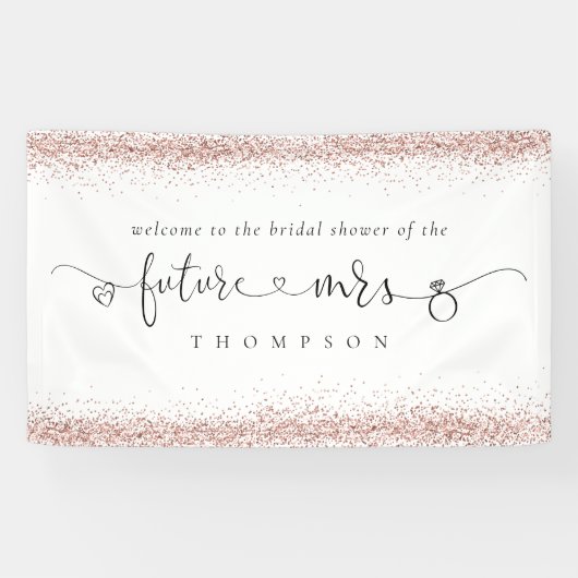 Roos Gold Glitter Future Mrs Welcome Vrijgezellenf Spandoek (Horizontaal)